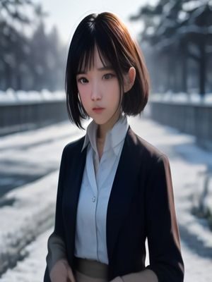 日系四季主题写真偶像，秋日树林场景，光斑自然，服装简约，整体气质与泷川花音四季系列相呼应