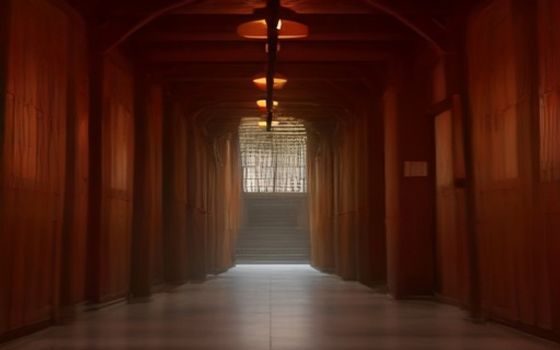 编辑团队在紫色灯光渲染的办公室里围坐讨论泷川花音资讯整理方案，屏幕上显示着整齐排版的内容框架，氛围专业而投入